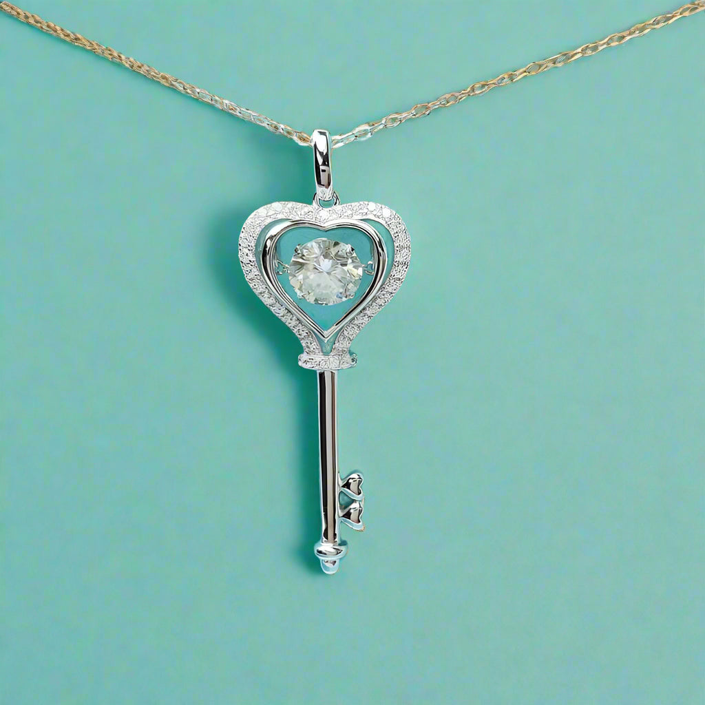 Dancing 1.0 ct Diamond Key Shaped Necklace-Evani Naomi Jewelry