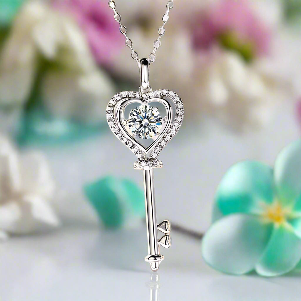 Dancing 1.0 ct Diamond Key Shaped Necklace-Evani Naomi Jewelry