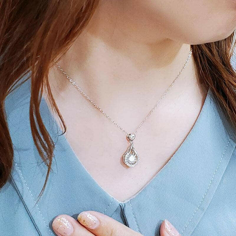 Dancing 1.0 ct Diamond Tear Drop Shaped Necklace-Evani Naomi Jewelry