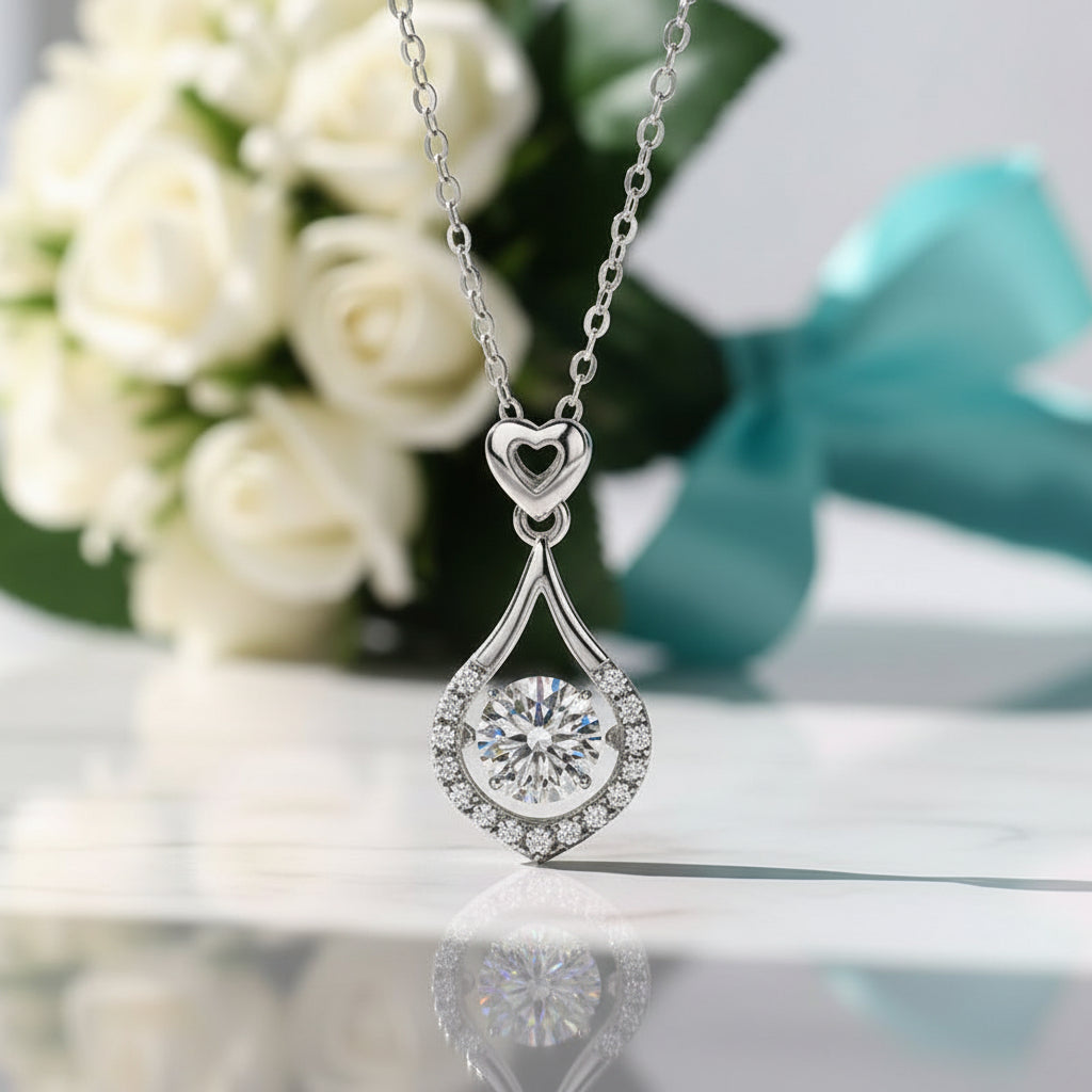 Dancing 1.0 ct Diamond Tear Drop Shaped Necklace-Evani Jewelry