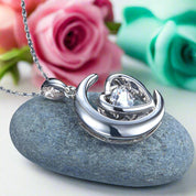 Dancing Diamond Heart & Moon Necklace-Evani Naomi Jewelry