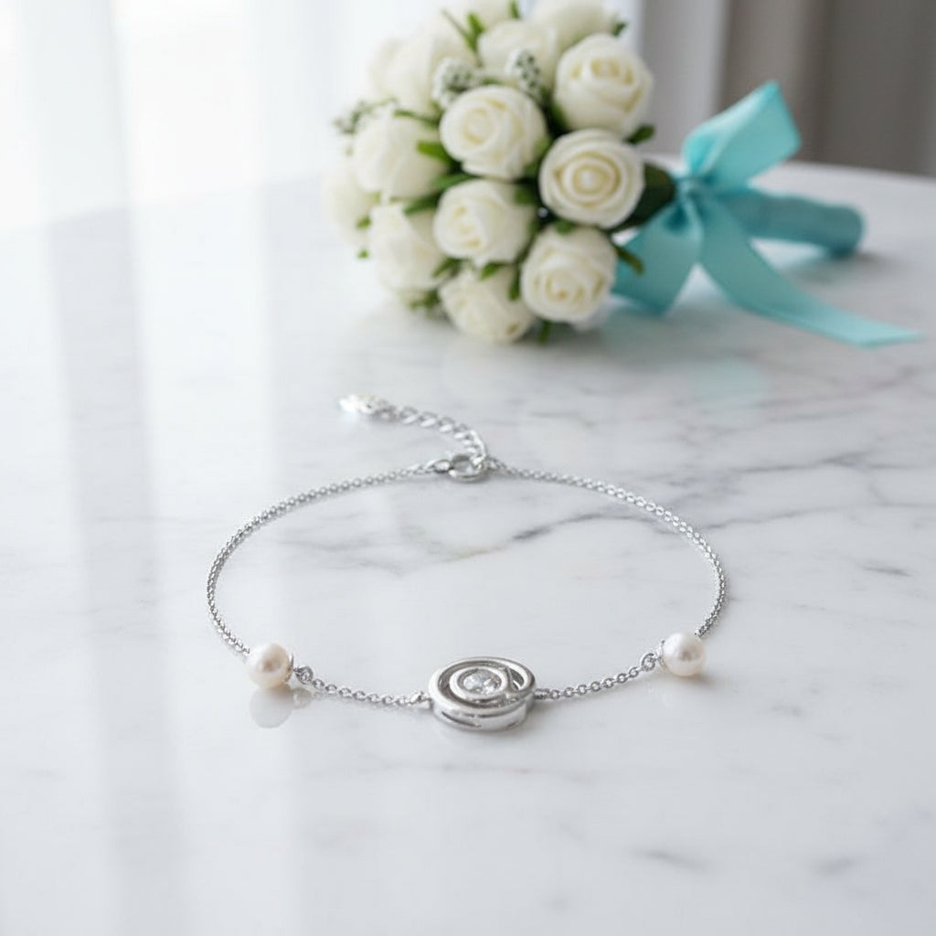 Dancing @ Symbol Diamond with Pearls Bracelet-Evani Jewelry