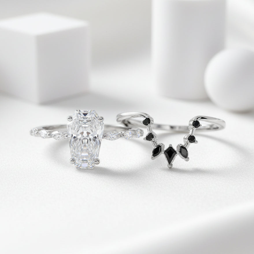 Devoted To You Gothic Rings in 14k Limited Coffin Cut Diamond Birthstone-Evani Jewelry