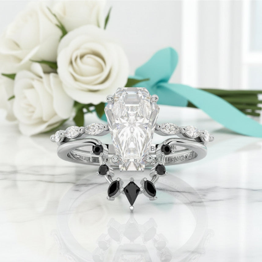 Devoted To You Gothic Rings in 14k Limited Coffin Cut Diamond Birthstone-Evani Jewelry