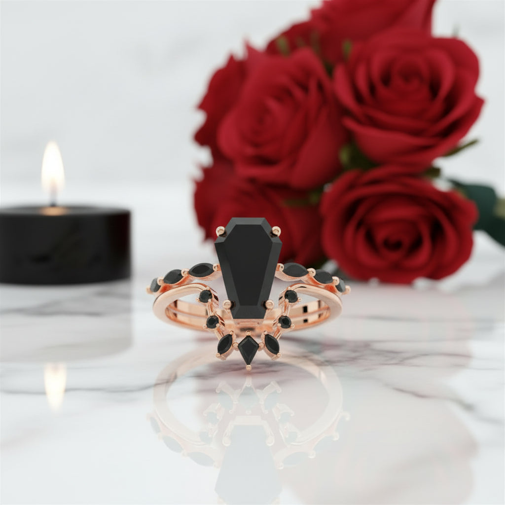 Devoted To You Gothic Rings in 14k Limited Coffin Cut Diamond-Evani Jewelry