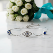 Diamond Blue Eye Bolo Bracelet-Evani Jewelry