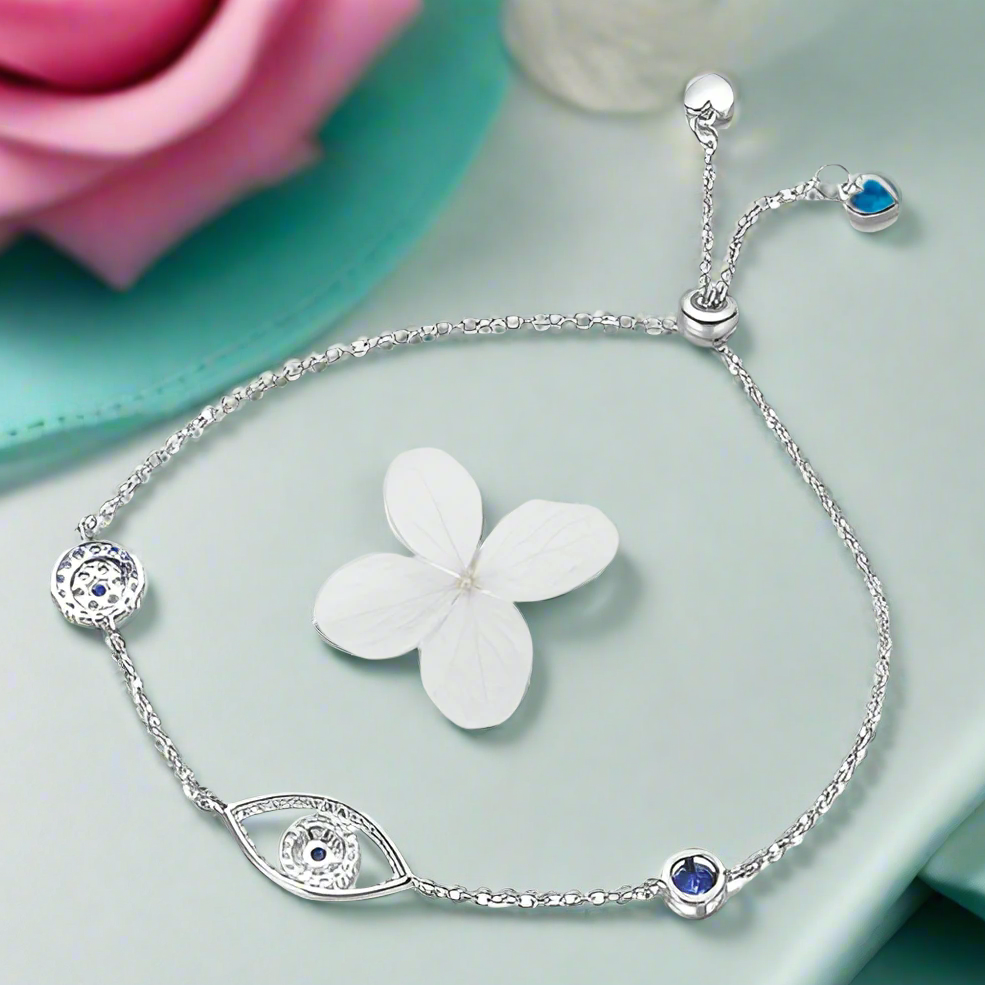 Diamond Blue Eye Bolo Bracelet-Evani Naomi Jewelry