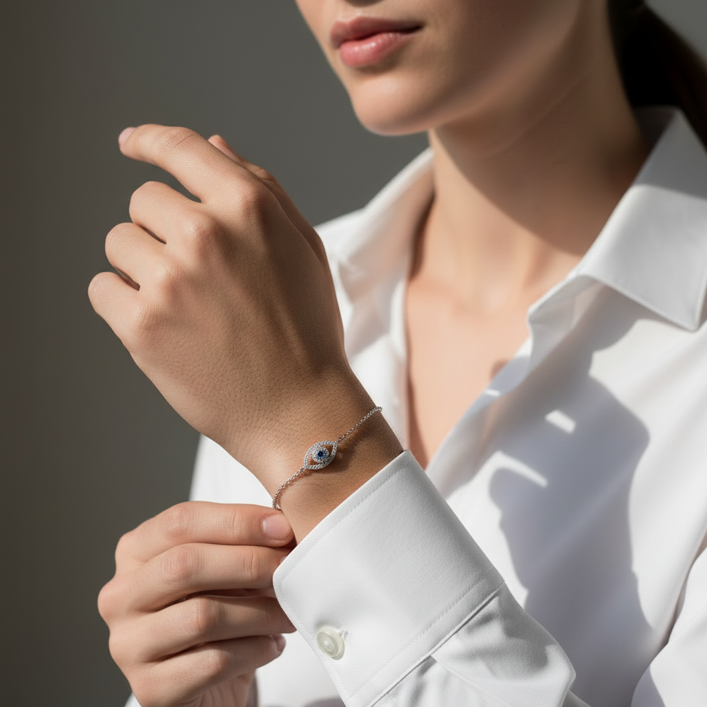 Diamond Blue Eye Bolo Bracelet-Evani Jewelry