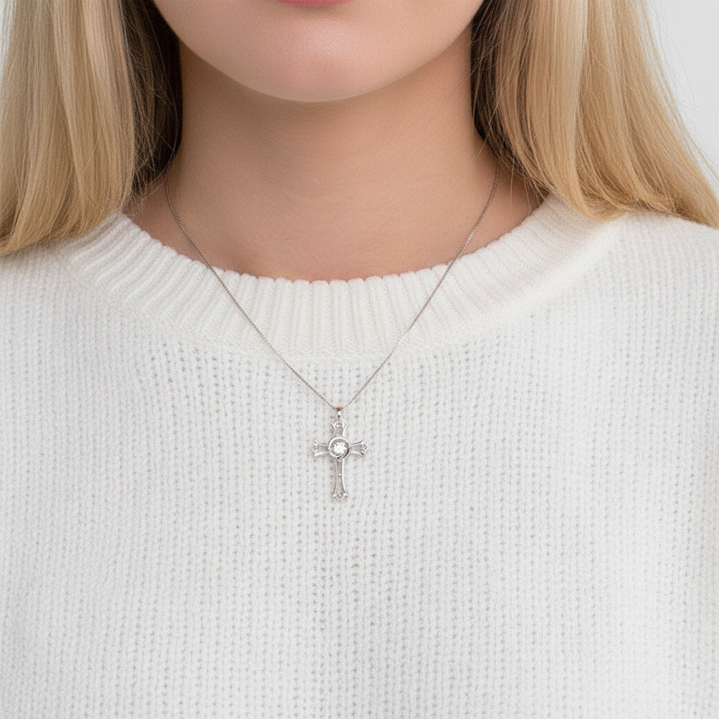 Diamond Heart & Cross Necklace-Evani Jewelry