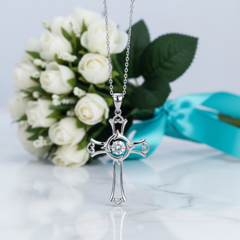 Diamond Heart & Cross Necklace-Evani Jewelry