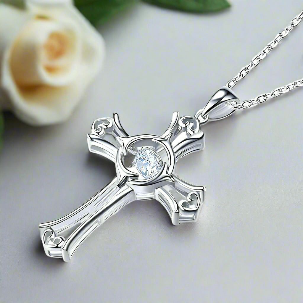 Diamond Heart & Cross Necklace-Evani Naomi Jewelry