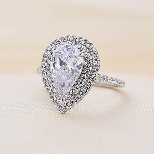 Double Halo 2.0 Ct Pear Cut Engagement Ring-Evani Naomi Jewelry
