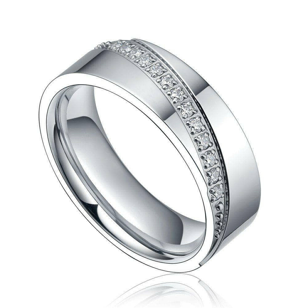 EVN Diamond Alternative Unisex Titanium Eternity Wedding Band-Evani Naomi Jewelry