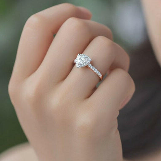 Elegant 1.00 ct Trillion Halo Diamond Engagement Ring-Evani Jewelry