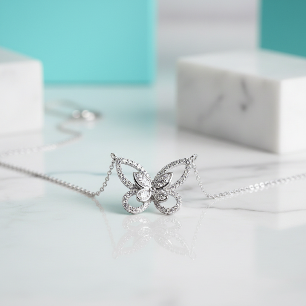 Elegant Double-Butterfly Diamond Necklace-Evani Jewelry