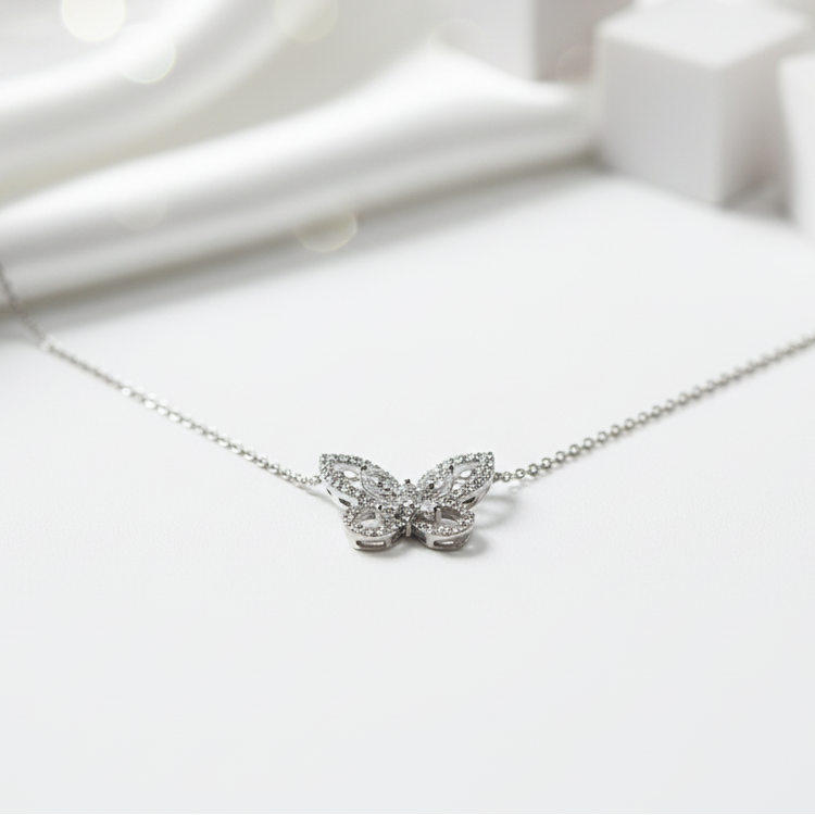 Elegant Double-Butterfly Diamond Necklace-Evani Jewelry