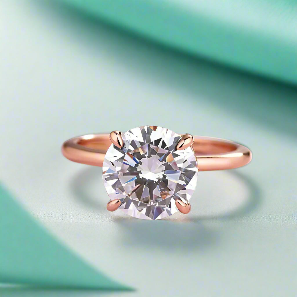 Elegant Round Cut 14k Rose Gold Engagement Ring-Evani Naomi Jewelry