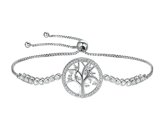 Elegant Tree Diamond Halo Bolo Bracelet-Evani Jewelry