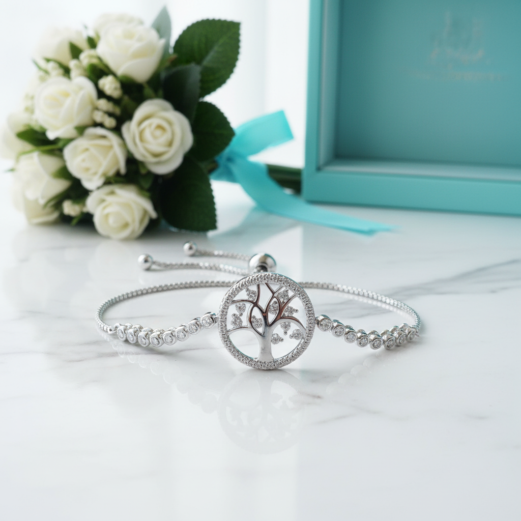 Elegant Tree Diamond Option Halo Bolo Bracelet