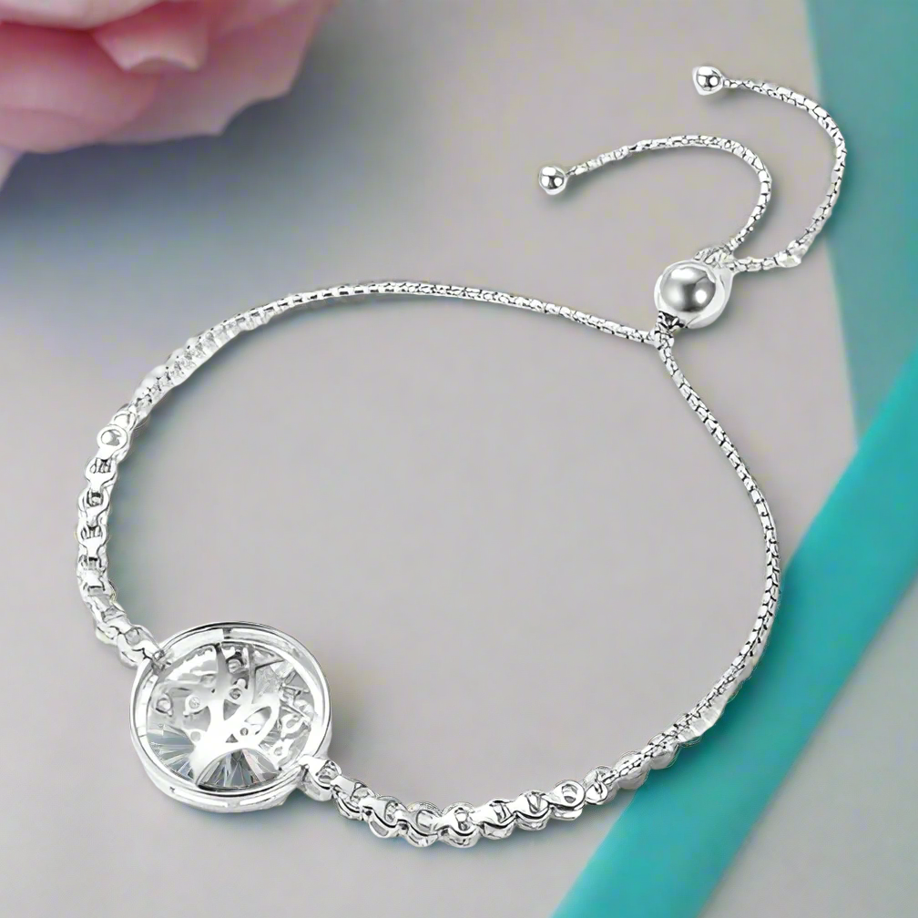 Elegant Tree Diamond Halo Bolo Bracelet-Evani Jewelry