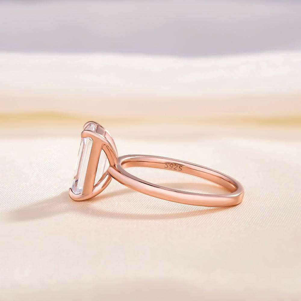 Emerald Cut 3.5 ct Diamond Solitaire Rose Gold Engagement Ring-Evani Jewelry