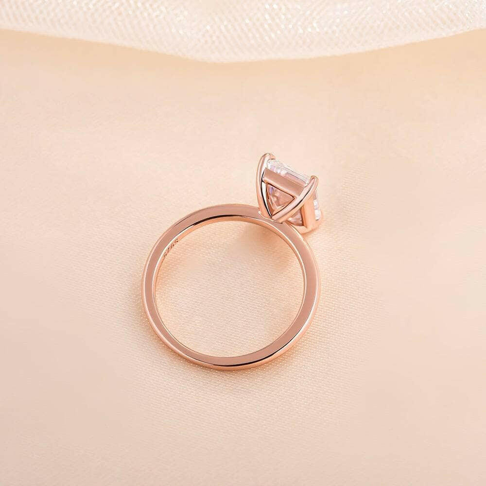 Emerald Cut 3.5 ct Diamond Solitaire Rose Gold Engagement Ring-Evani Naomi Jewelry