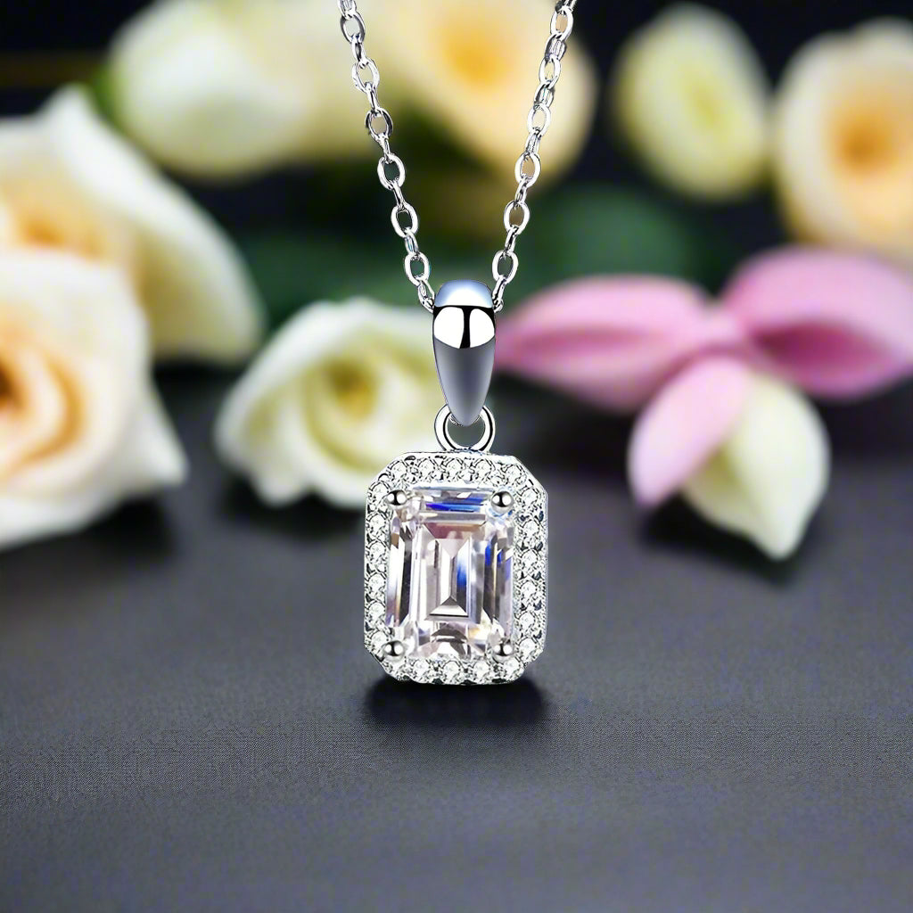 Emerald-cut 1.0 ct Diamond Clavicle Chain Necklace-Evani Naomi Jewelry
