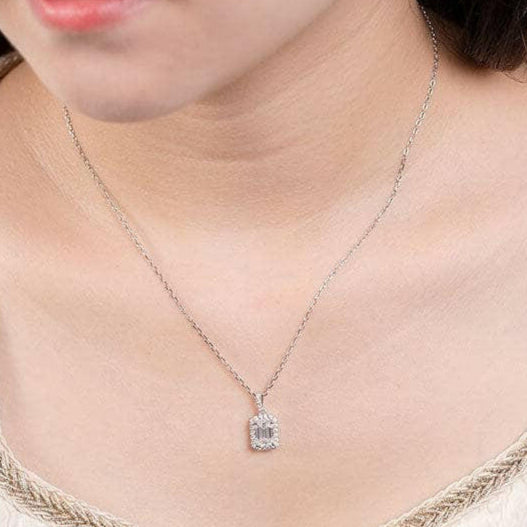 Emerald-cut 1.0 ct Diamond Halo Jewelry Set-Evani Naomi Jewelry