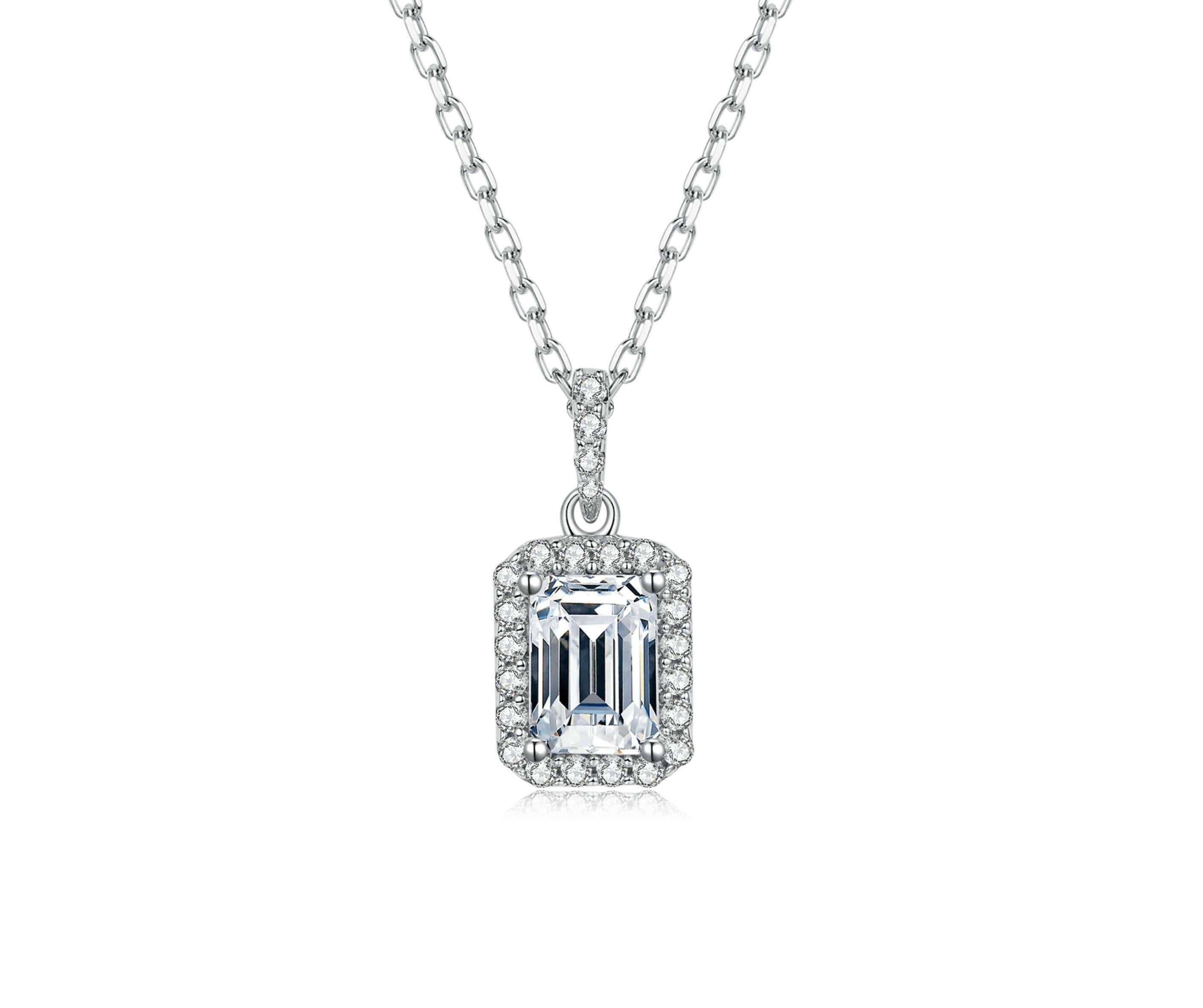 Emerald-cut 1.0 ct Diamond Halo Jewelry Set-Evani Naomi Jewelry