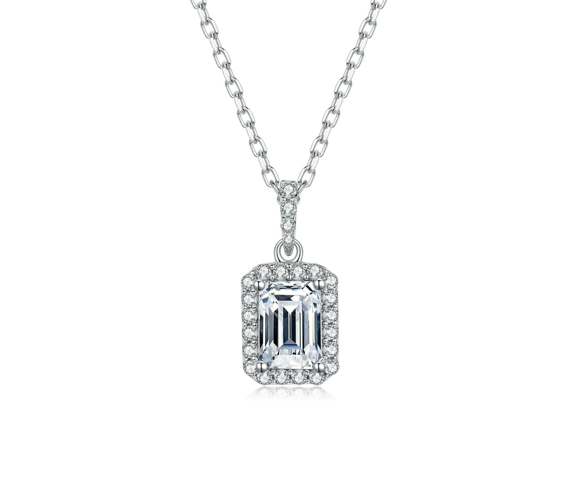 Emerald-cut 1.0 ct Diamond Halo Jewelry Set-Evani Jewelry