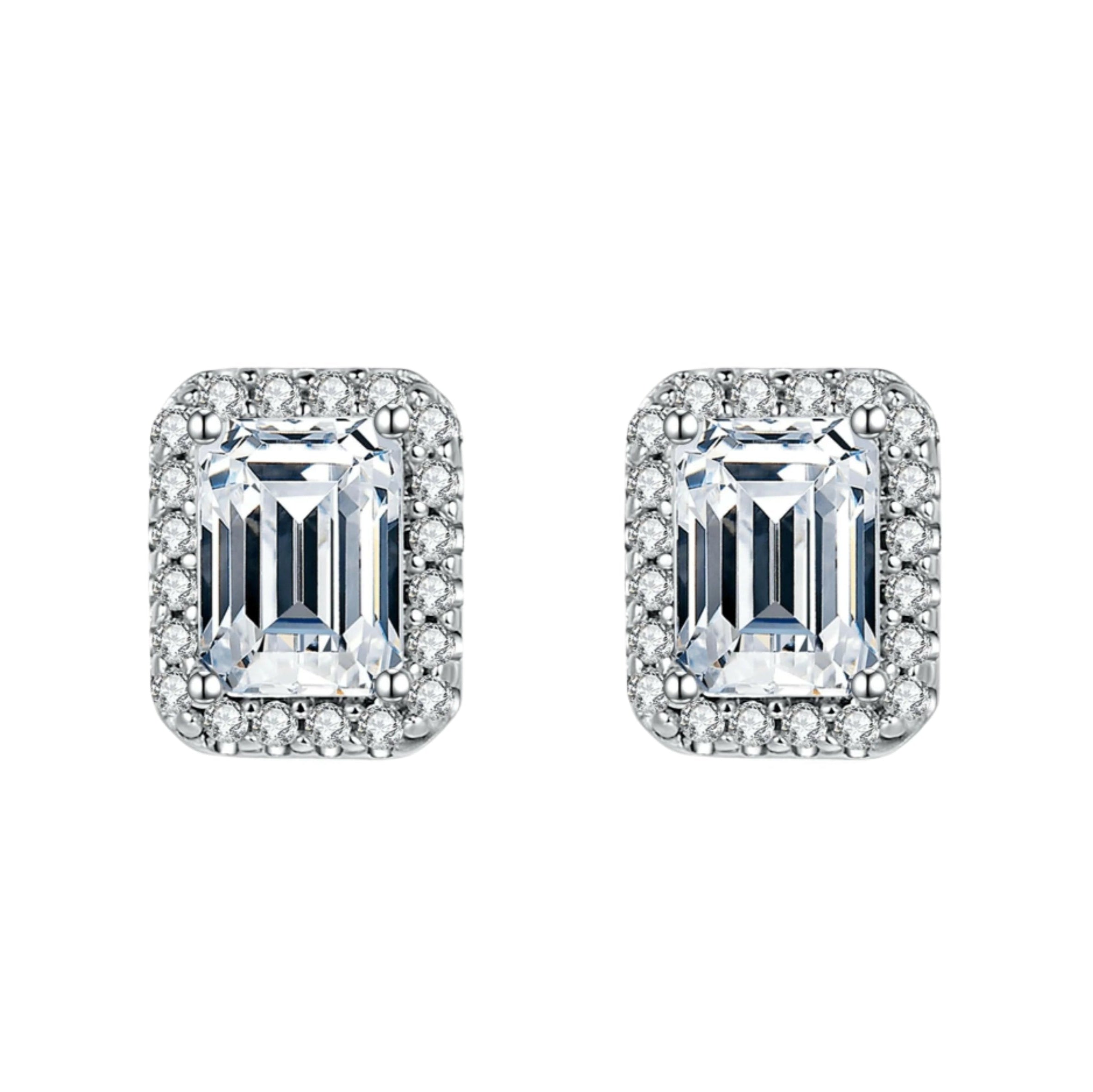 Emerald-cut 1.0 ct Diamond Halo Jewelry Set-Evani Naomi Jewelry