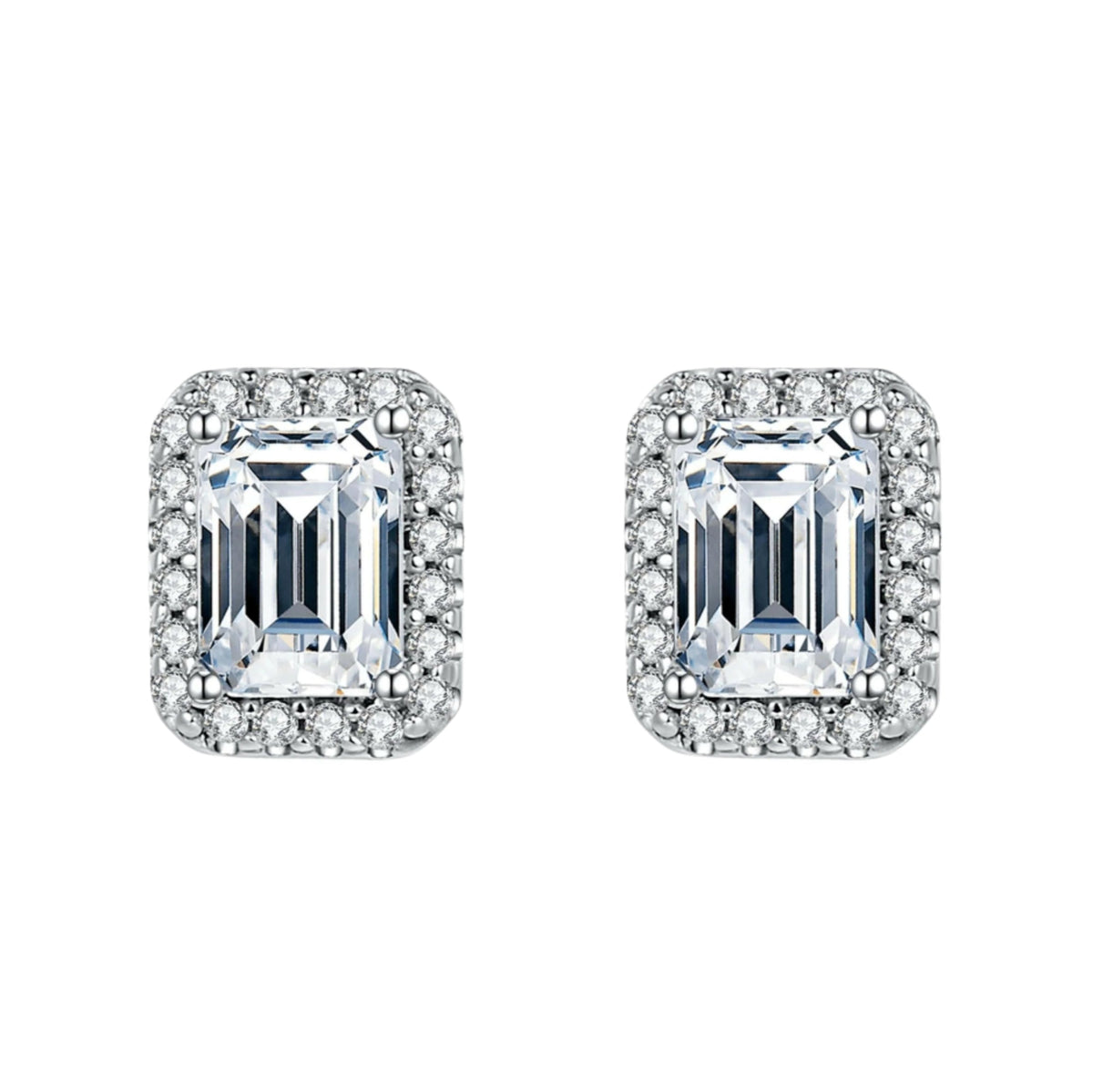 Emerald-cut 1.0 ct Diamond Halo Jewelry Set-Evani Jewelry