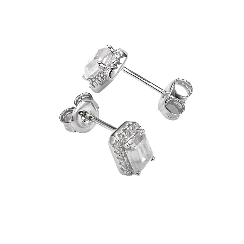 Emerald-cut 1.0 ct Diamond Halo Jewelry Set-Evani Jewelry
