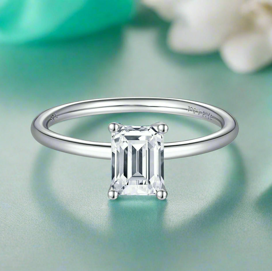 Emerald-cut 1.00 ct Diamond Solitaire Engagement Ring-Evani Jewelry
