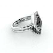 Faithfulness Gothic Wedding Rings in 14k Gold 1ct Black Pear Cut Diamond-Evani Naomi Jewelry