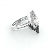 Faithfulness Gothic Wedding Rings in 14k Gold 1ct Black Pear Cut Diamond-Evani Naomi Jewelry