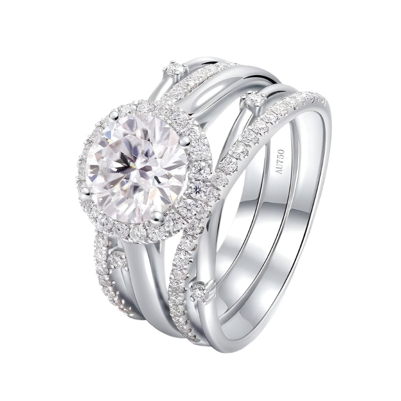 Flash Sale- 14k White Gold Insert Engagement Ring Set in 2.0ct Round Cut Diamond-Evani Naomi Jewelry