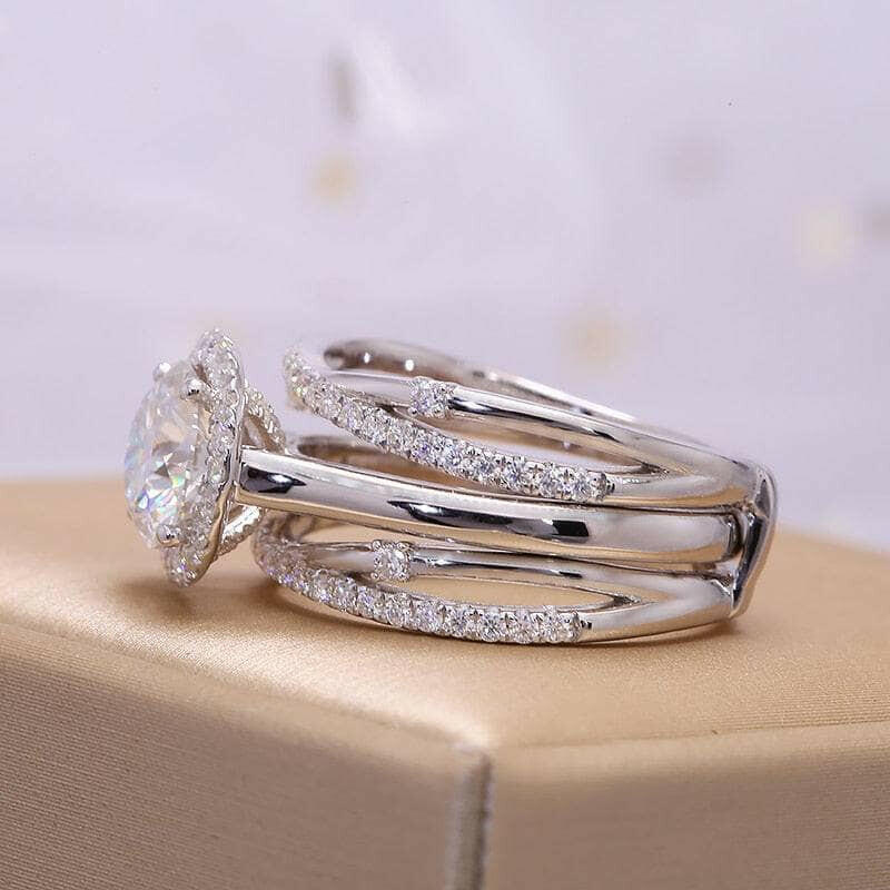 Flash Sale- 14k White Gold Insert Engagement Ring Set in 2.0ct Round Cut Diamond-Evani Naomi Jewelry