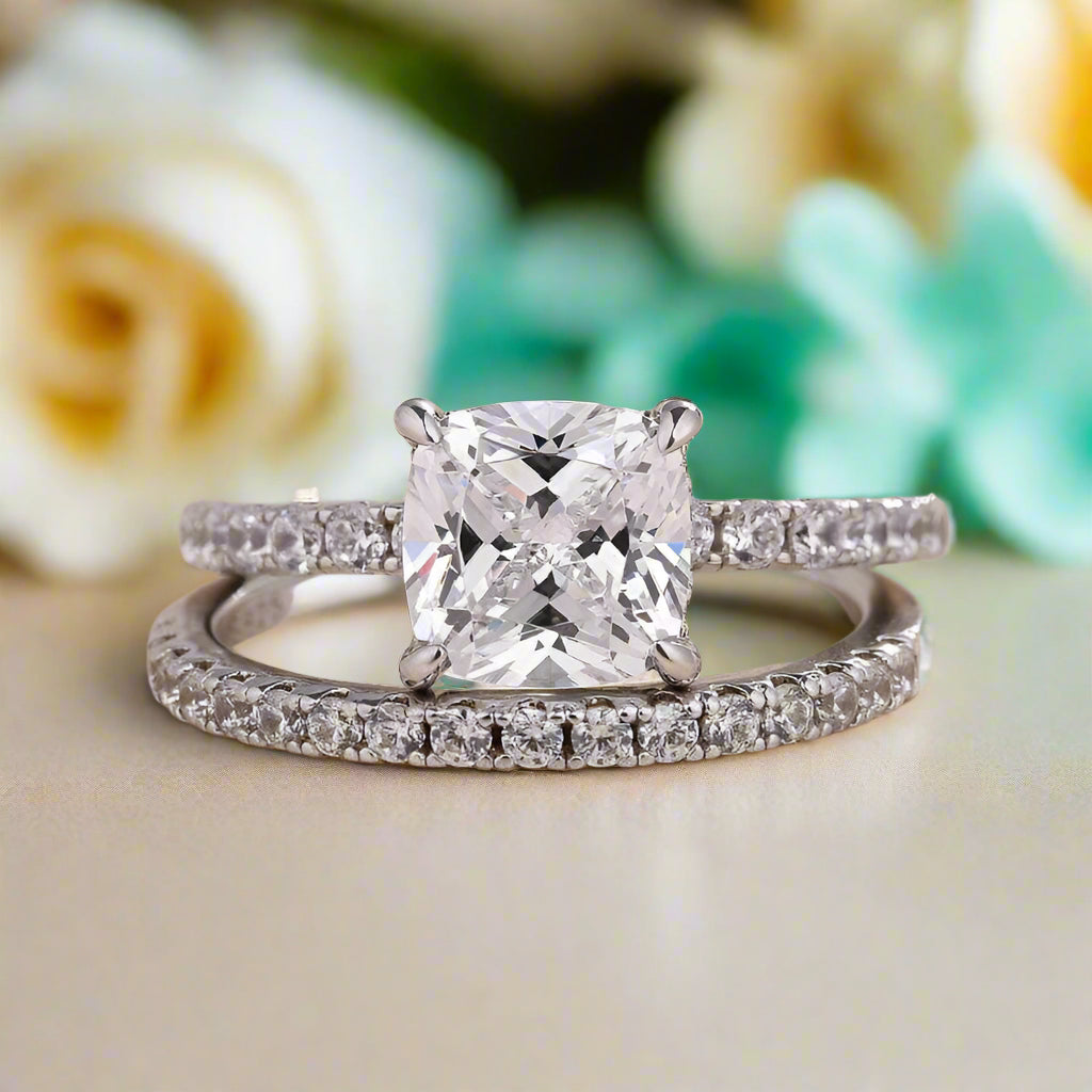 Flash Sale- 1.5 Carat Elegant Cushion Cut Wedding Ring Set-Evani Naomi Jewelry