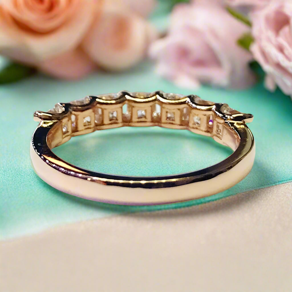 Flash Sale- 2.0 ct Asscher Cut Half Eternity Ring Band-Evani Naomi Jewelry