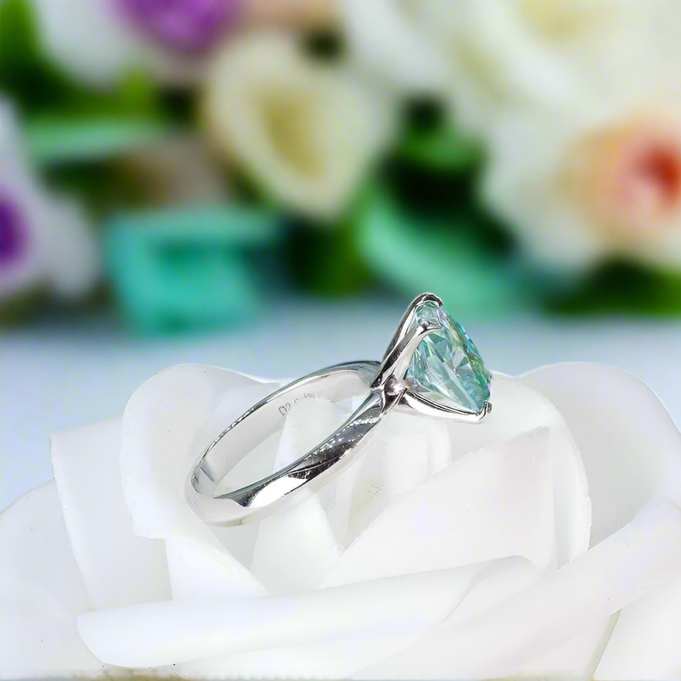 Flash Sale- 3.0 ct Cushion Cut Blue Green Diamond Wedding Ring-Evani Naomi Jewelry