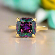 Flash Sale- 3.5ct Cushion Cut Alexandrite Engagement Ring-Evani Naomi Jewelry
