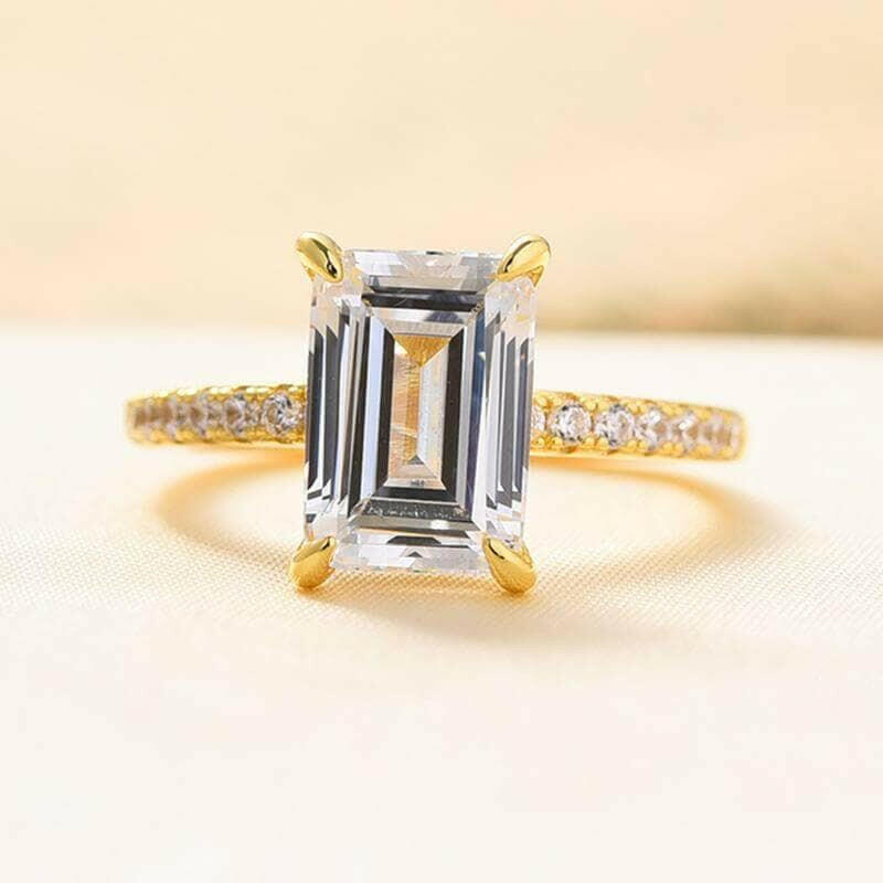 Flash Sale- 4.0 Ct Emerald Cut Yellow Gold Engagement Ring-Evani Naomi Jewelry