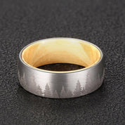 Flash Sale- 8mm Tungsten With Solid Inner Wood Laser Forest Pattern Band-Evani Naomi Jewelry