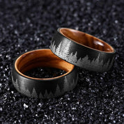Flash Sale- 8mm Tungsten With Solid Inner Wood Laser Forest Pattern Band-Evani Naomi Jewelry