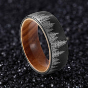 Flash Sale- 8mm Tungsten With Solid Inner Wood Laser Forest Pattern Band-Evani Naomi Jewelry