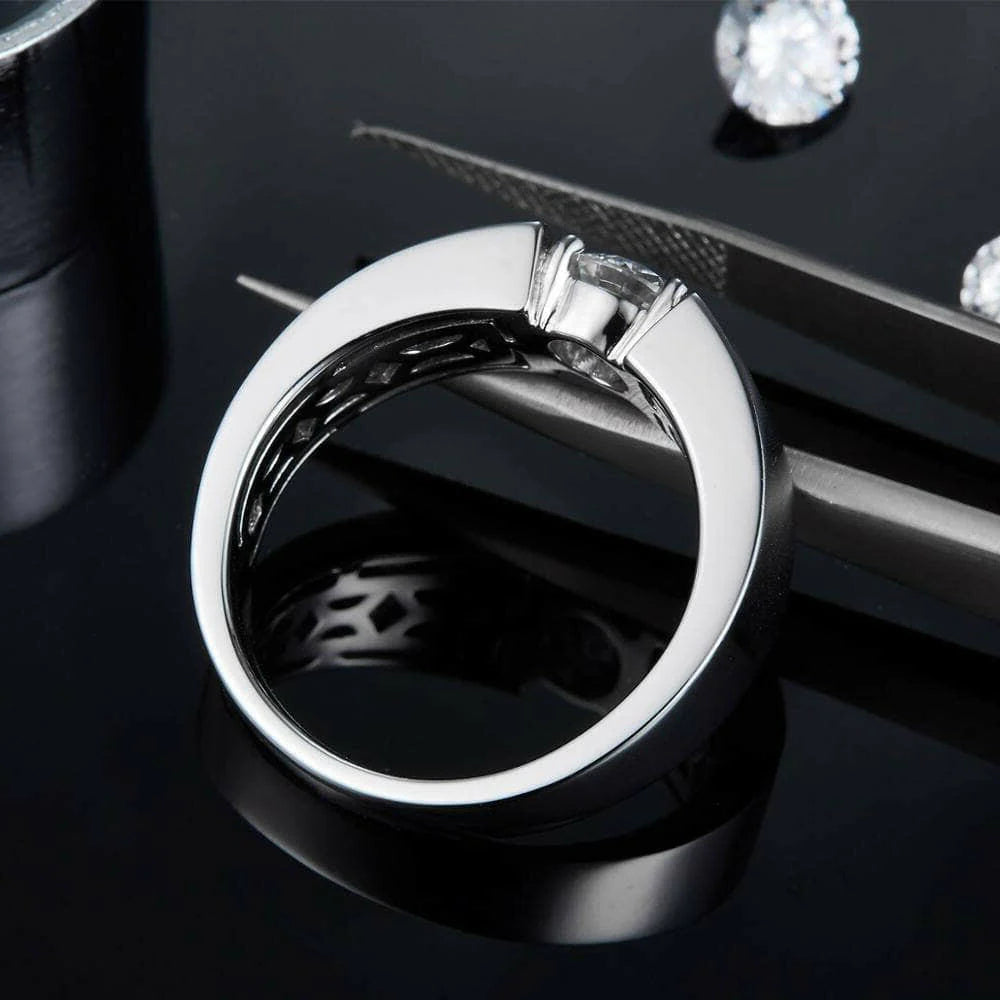 Flash Sale- Antique 6.5mm Moissanite Men's Wedding Ring-Evani Naomi Jewelry