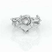Flash Sale- Black Rose Gothic Wedding Rings in 14k Gold .50 ct Round Cut Diamond-Evani Naomi Jewelry