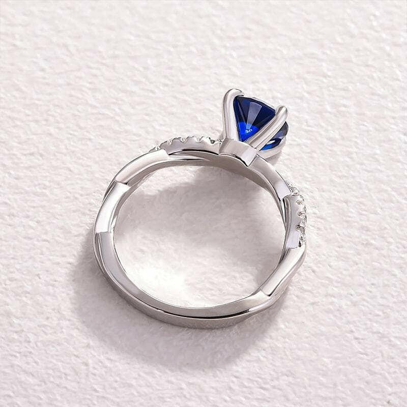 Flash Sale- Blue 1.5 Ct Round Cut Diamond Twist Engagement Ring-Evani Naomi Jewelry