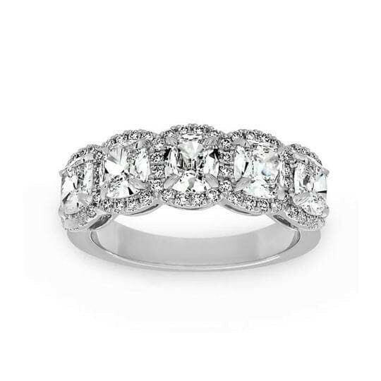 Flash Sale- Cushion Cut Diamond Halo Wedding Band-Evani Naomi Jewelry